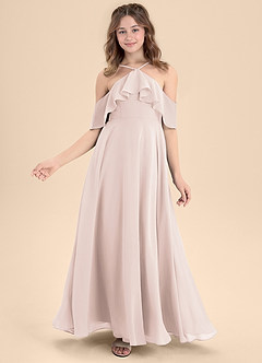 Azazie Tessabelle Junior Jurk van Chiffon met A-Lijn Off the Shoulder Rozenblaadje image6