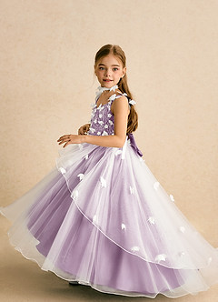 Azazie Darlina Flower Girl Dresses Ivory Wisteria Ball-Gown Lace Tulle Dress image3