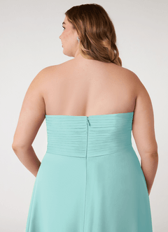 Azazie Arabella Allure Bridesmaid Dresses Aqua A-Line Sweetheart Neckline Chiffon Convertible Dress image14