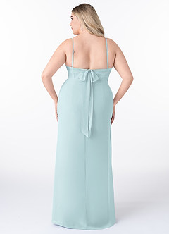 Azazie Mai Bridesmaid Dresses Mist Sheath Pleated Chiffon Dress image8