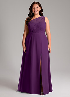 Azazie Phaedra Bridesmaid Dresses Grape A-Line One Shoulder Chiffon Dress image9