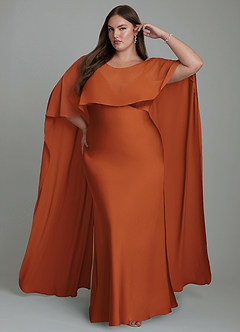 Azazie Stefania Robes de demoiselle d'honneur Robe Trapèze en Satin extensible Cannelle image7