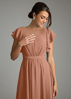 Azazie Daphne Modest Bridesmaid Dresses A-Line Ruffled Chiffon Floor-Length Dress image5