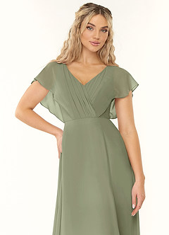 Azazie Rylee Abiti da Damigella Abito A-Line in Chiffon Plissettato Pistacchio image5