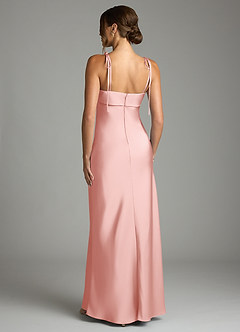 Azazie Ellia Bridesmaid Dresses Powder Pink Sheath Bow Stretch Satin Dress image5