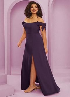 Barbie ♥ Azazie Bridesmaid Dresses Plum A-Line Off the Shoulder Chiffon Convertible Dress image7