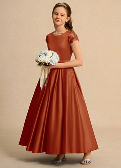 Azazie Bunny Junior Formal Jurken voor bloemenmeisjes Baljurk Jurk van Kant Paprika image6