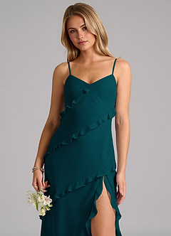 Azazie Nancie Brautjungfernkleider Meerjungfrau-Linie Gestreift Chiffon Kleid Kiefer image7