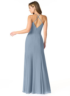 Azazie Carolina Brautjungfernkleider Meerjungfrau-Linie Gestreift Chiffon Kleid Staubblau image2