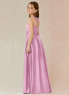 Azazie Arianthe Junior Robe Trapèze en Satin extensible Avec poches Rose Bonbon image3