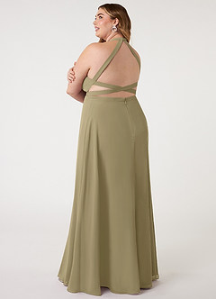 Azazie Clarice Bridesmaid Dresses Moss Green A-Line Halter Chiffon Dress image12