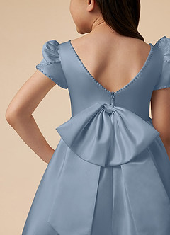 Azazie Juno Flower Girl Dresses Dusty Blue A-Line Sweetheart Neckline Matte Satin Dress image5