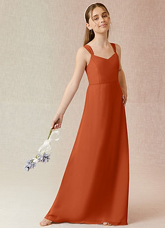 Azazie Denice Junior Burnt Orange A-Line Chiffon Dress image4
