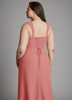 Azazie Agustina Robes à essayer chez vous Robe Sirène en Mousseline de soie Corset Rose Poussiéreuse image14