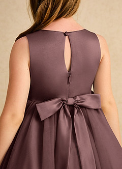 Azazie Prima Flower Girl Dresses Espresso A-Line Bow Tulle Dress image6