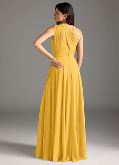 Azazie Charlize Bridesmaid Dresses Marigold A-Line One Shoulder Chiffon Dress image2