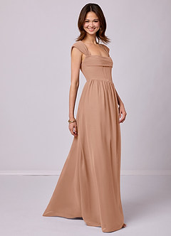 Barbie ♥ Azazie Bridesmaid Dresses Champagne Rose A-Line Corset Chiffon Dress image3