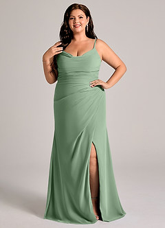 Azazie Deandra Bridesmaid Dresses Matcha Mermaid Pleated Chiffon Dress image7