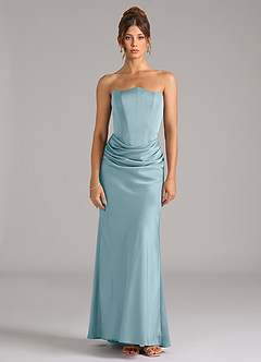 Azazie Debby Bridesmaid Dresses Moody Blue Mermaid Strapless Stretch Satin Convertible Dress image5