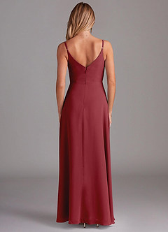 Azazie Daenerys Bridesmaid Dresses Pomegranate A-Line Cowl Chiffon Dress image2