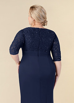 Azazie Macie Mother of the Bride Dresses Dark Navy Sheath Scoop Sequins Lace Dress image6