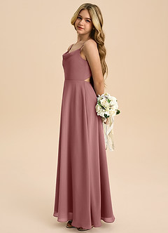 Azazie Shale Junior Desert Rose A-Line Bow Chiffon Dress image2