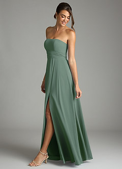 Azazie Tamira Suknie dla druhen Linia A Pofałdowany Szyfon Do ziemi Sukienka image3