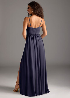 Azazie Alia Bridesmaid Dresses Stormy A-Line Pleated Stretch Satin Dress image4