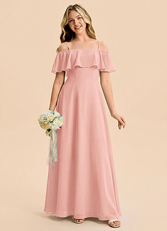 Azazie Maggie Junior Rosette A-Line Off the Shoulder Chiffon Dress image5