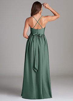 Azazie Llana Maternity Bridesmaid Dresses A-Line Stretch Satin Floor-Length Dress with Pockets image2