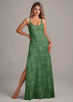 Azazie Aliza Venta Final Vestido de Eucalipto de Devorado Floral de Corte en A image1