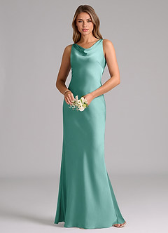 Azazie Allettie Bridesmaid Dresses Aqua Mermaid Stretch Satin Dress image3