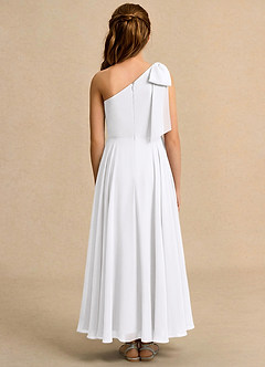 Azazie Guppy Junior Formal Flower Girl Dresses White A-Line One Shoulder Chiffon Dress image2