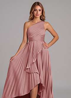 Azazie Lyrica Bridesmaid Dresses Dusty Rose A-Line One Shoulder Stretch Satin Dress image4