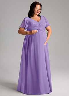 Azazie Verna Maternity Bridesmaid Dresses A-Line V-Neck Ruched Chiffon Floor-Length Dress image10