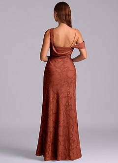 Azazie Madelyn Robes de demoiselle d'honneur Robe Sirène Convertible en Blumen-Burnout Ue épaule Terracotta image7