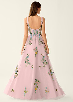 Saofire Blush Pink Multi Buntes, mit Blumen besticktes Ballkleid image2