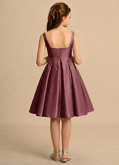 Azazie Jello Jurken voor bloemenmeisjes Baljurk Jurk van Mat Satijn Geplooid Woestijnroos image2