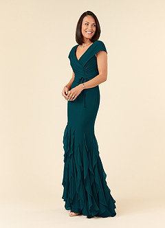 Azazie Bailora Mother of the Bride Dresses Pine Mermaid Ruched Chiffon Dress image2