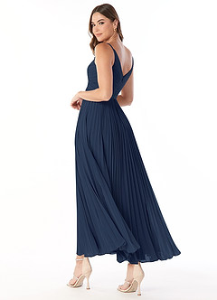 Azazie Raychelle Bridesmaid Dresses Dark Navy A-Line V-Neck Chiffon Dress image4