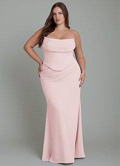 Azazie Sorrel Bridesmaid Dresses Blushing Pink Mermaid Corset Chiffon Dress image16