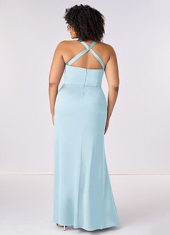 Barbie ♥ Azazie Bridesmaid Dresses Sky Blue Mermaid Pleated Stretch Satin Dress image7