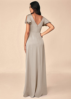 Azazie Soren Bridesmaid Dresses Frost A-Line Pleated Stretch Satin Dress image2