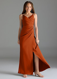 Azazie Maci Junior Klä av Sjöjungfru i Stretch Satin Plisserad image1