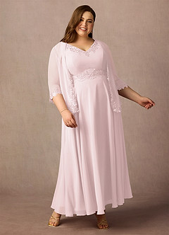 Azazie Devana vestidos de madre de la novia Vestido de Rosa Rubor de Gasa de Corte En A con Lentejuela image3