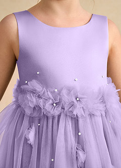 Azazie Lux vestidos de niña de las flores Vestido de Lila de Tul de Corte En A con Perla image7