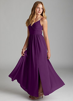Azazie Zeya Junior Grape A-Line Chiffon Dress image4