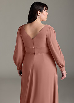 Azazie Sage Slutförsäljning Klänning av A-Line i Chiffong Långärmad Cederros image11