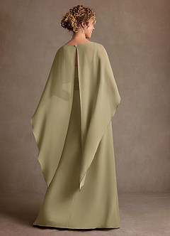 Azazie Marilla Mère de la mariée Robes Robe Trapèze en Mousseline de soie Plissée Vert Mousse image3