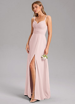 Azazie Terese Brautjungfernkleider A-Linie Plissee Chiffon Kleid Zartrosa image7